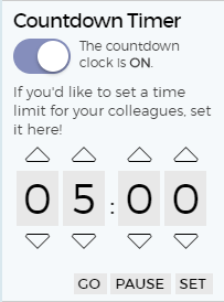 The countdown timer keeps brainstorming sessions on track.
