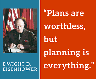 Plans are worthless. Planning is everything - Dwight Eisenhower