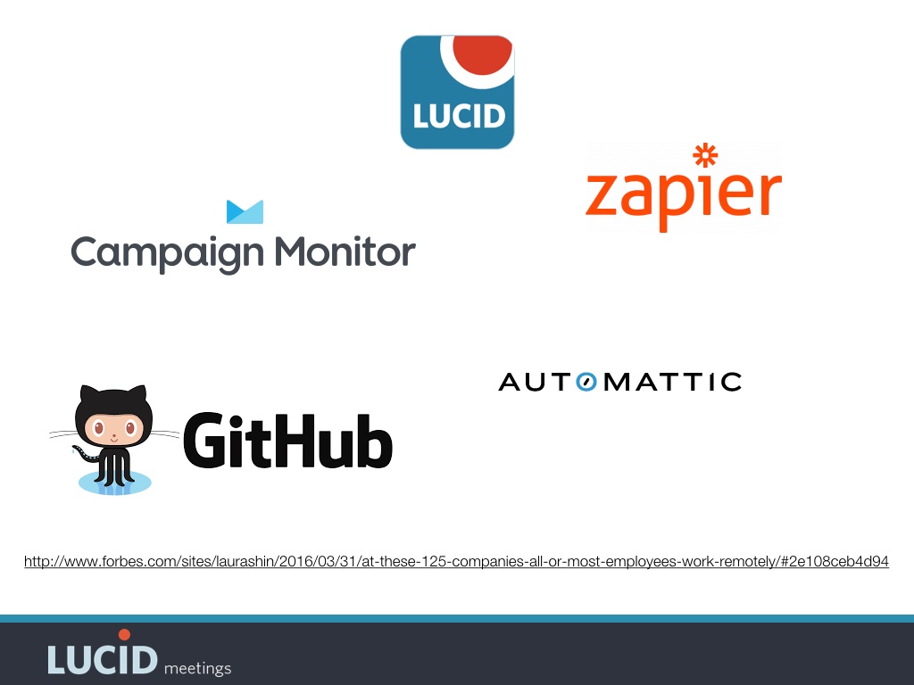 Zapier, GitHub, Automattic, Lucid, and Campaign Monitor all have successful remote teams