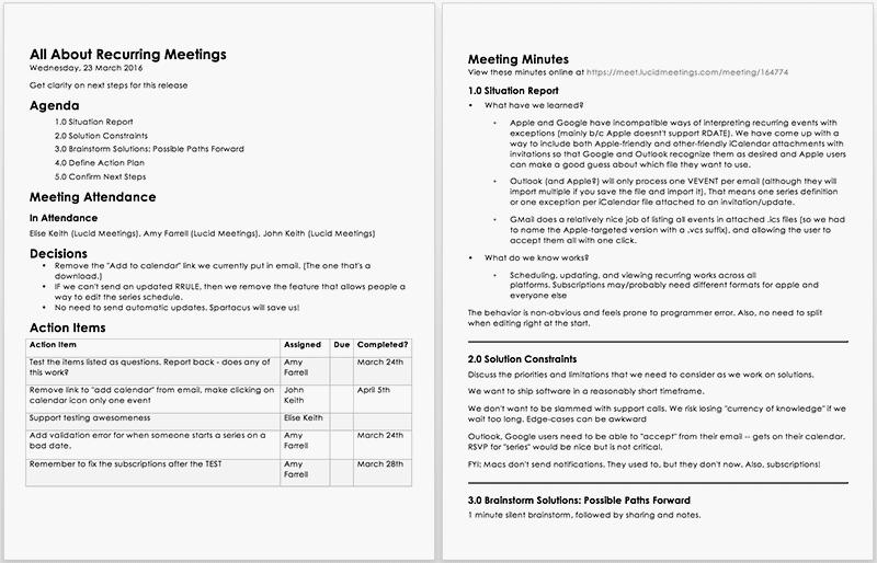 Meeting Notes Template  Work Meeting Agenda Record