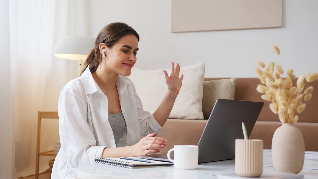 cheerful working woman