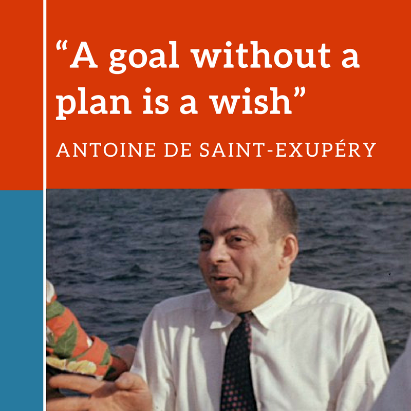 A goal without a plan is a wish. Antoine de Saint Exupery